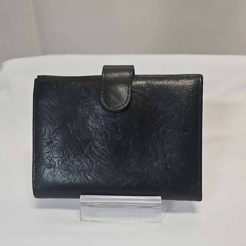 Princess Gardner Black Embossed Leather Wallet